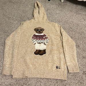 RALPH LAUREN BEAR SWEATER WITH HOOD